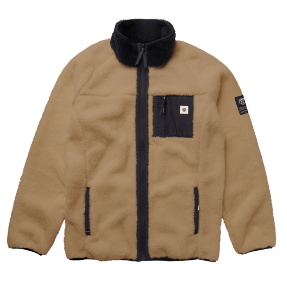 Mystic DTS Teddy Zip thru Sweat Slate Brown