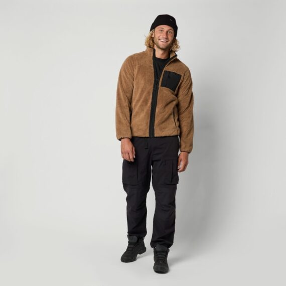 Mystic DTS Teddy Zip thru Sweat Slate Brown - Image 2